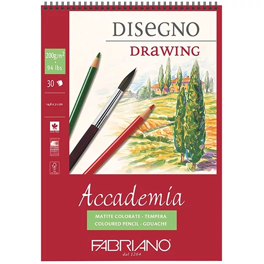 Fabriano ACCADEMIA Drawing tömb A5 – 30 lapos, 200g rajztömb művészeknek
