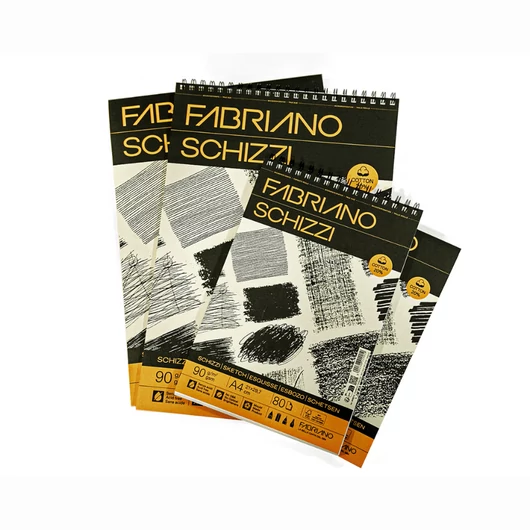 Fabriano SCHIZZI A4 rajztömb – 80 lap, 90g, álló formátum, felül spirálos