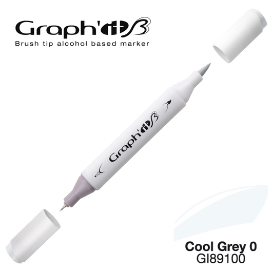 GRAPH'IT B kétvégű (ecset/tű) alkoholos filctoll 9100 hideg szürke 0