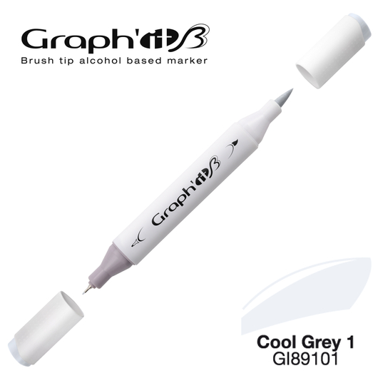 GRAPH'IT B kétvégű (ecset/tű) alkoholos filctoll 9101 hideg szürke 1