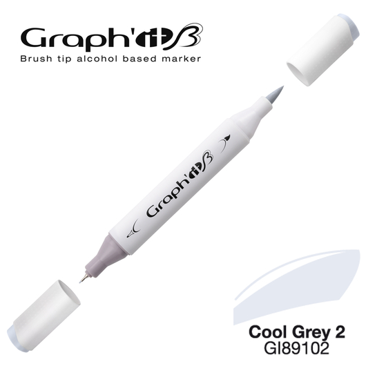 GRAPH'IT B kétvégű (ecset/tű) alkoholos filctoll 9102 hideg szürke 2