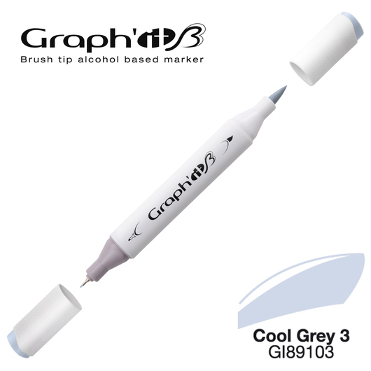 GRAPH'IT B kétvégű (ecset/tű) alkoholos filctoll 9103 hideg szürke 3