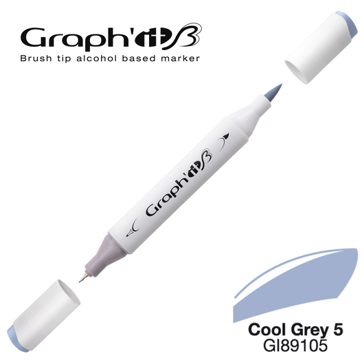 GRAPH'IT B kétvégű (ecset/tű) alkoholos filctoll 9105 hideg szürke 5