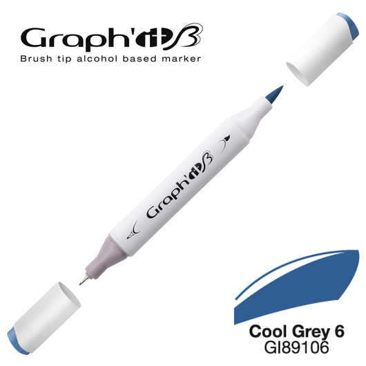 GRAPH'IT B kétvégű (ecset/tű) alkoholos filctoll 9106 hideg szürke 6