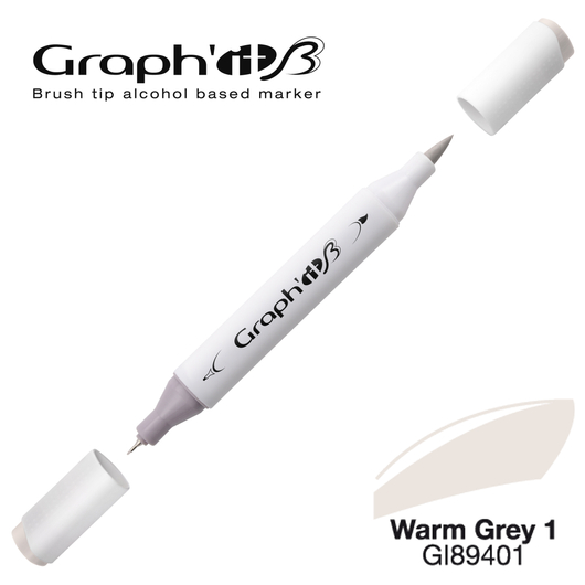 GRAPH'IT B kétvégű (ecset/tű) alkoholos filctoll 9401 meleg szürke 1
