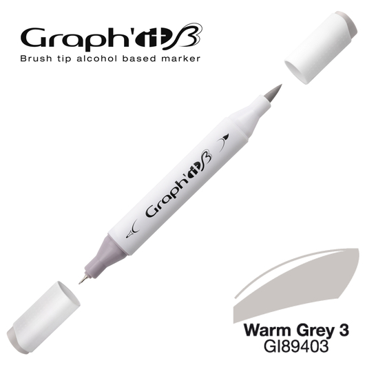 GRAPH'IT B kétvégű (ecset/tű) alkoholos filctoll 9403 meleg szürke 3