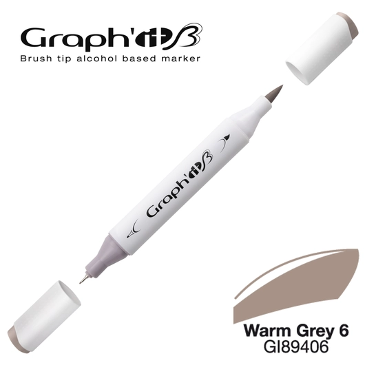 GRAPH'IT B kétvégű (ecset/tű) alkoholos filctoll 9406 meleg szürke 6