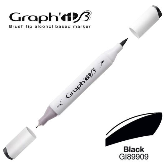 GRAPH'IT B kétvégű (ecset/tű) alkoholos filctoll 9909 fekete
