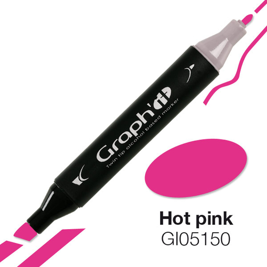 GRAPH'IT kétvégű (vágott/normál) alkoholos filctoll 5150 élénk pink