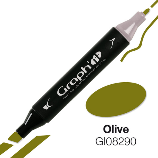 GRAPH'IT kétvégű (vágott/normál) alkoholos filctoll 8290 oliva