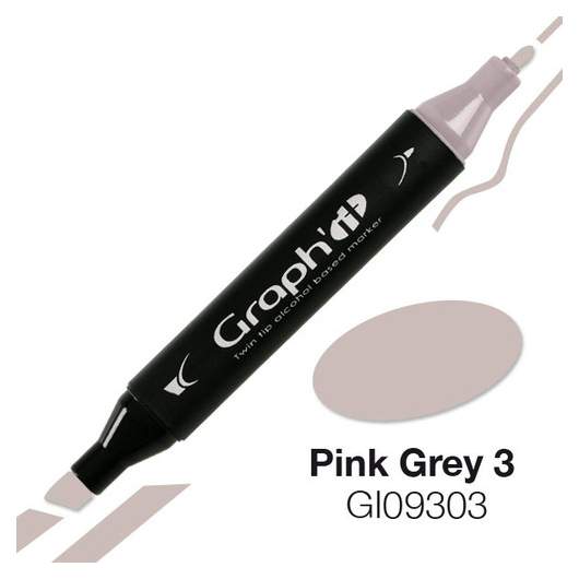 GRAPH'IT kétvégű (vágott/normál) alkoholos filctoll 9303 pink szürke 3
