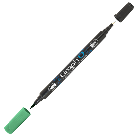 GRAPH'O kétvégű (ecset/tű) vízbázisú filctoll 8140 smaragd