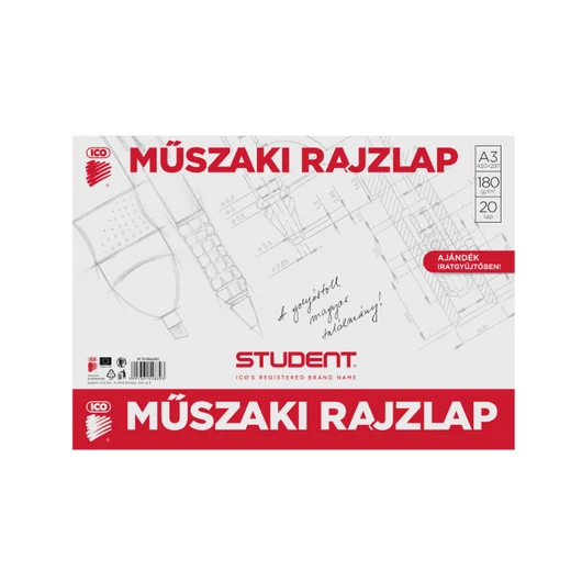 ICO Student A4 műszaki rajzlap 20lap 180g