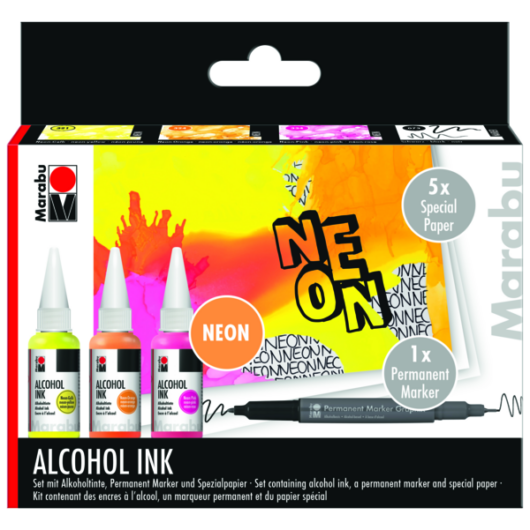 Marabu ALCOHOL INK alkoholos tinta neon színek 4*20ml