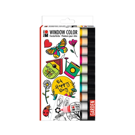 Marabu WINDOW COLOR (Fun&Fancy) üvegmatrica festék készlet kert/garden 10*25ml