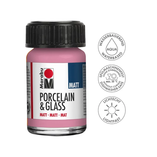 Marabu Porcelain & Glass Matt porcelán és üvegfesték 133 rózsa pink 15 ml