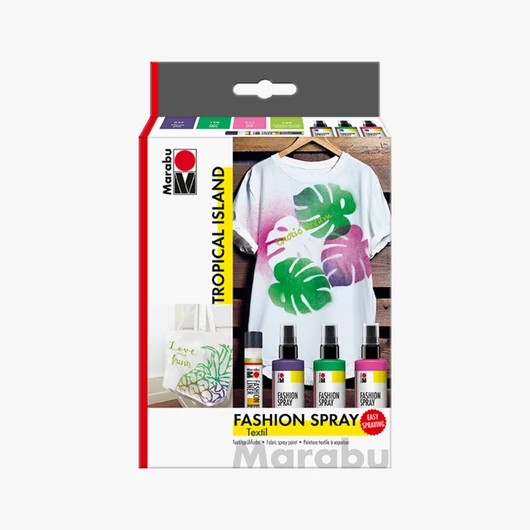 Marabu FASHION SPRAY pumpás textilfesték készlet "Tropical Island" 3 x 100 ml, 1 x 25 ml